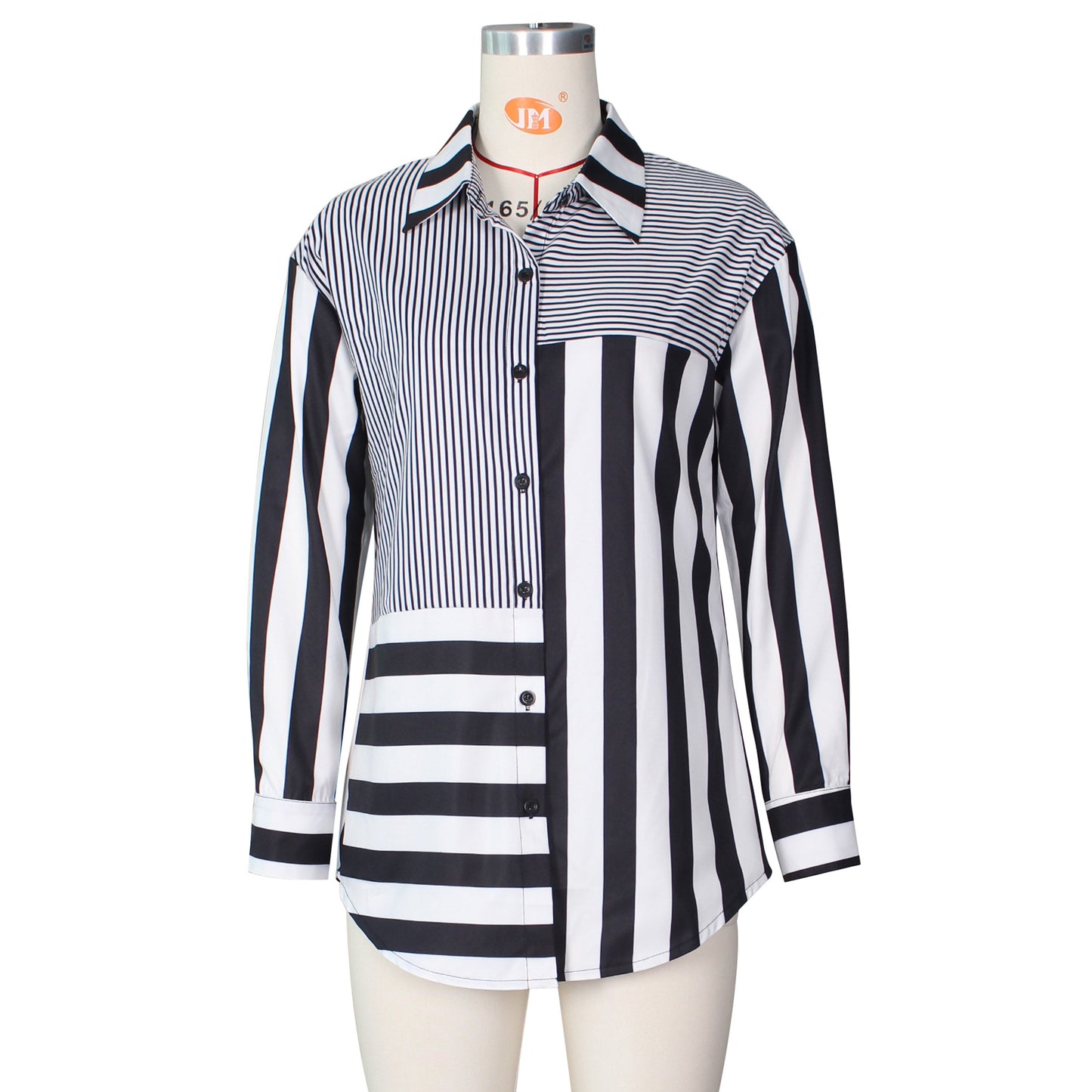 Autumn New Women Clothing Fashion Ladies Striped Printing Loose Shirt